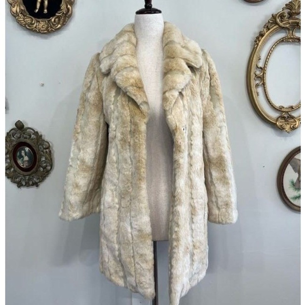Juicy Couture Y2K Faux Fur Heart Quilt Coat - Cream & Tan